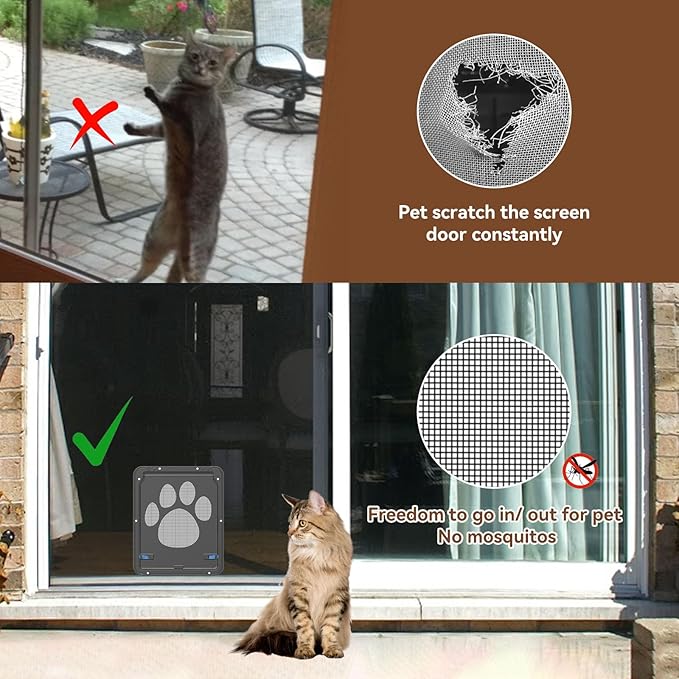 Dog Screen Door with Magnetic Closure Pet Screen Door for Sliding Screen Door/Window Lockable Door for Dog