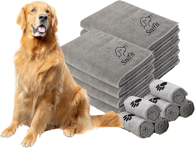 Dog Towel Keeps Your Pet Cozy After Every Use – Microfiber Towels for Drying Dogs & Cats - Quick & Efficient Grooming Gray Towel for Outdoor Play - Gently Dries Your Pet’s Fur 15.7X27.6in l Medium 3PK