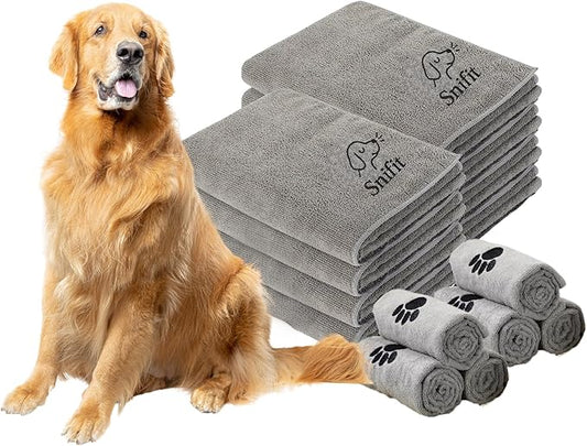 Dog Towel Keeps Your Pet Cozy After Every Use – Microfiber Towels for Drying Dogs & Cats - Quick & Efficient Grooming Gray Towel for Outdoor Play - Gently Dries Your Pet’s Fur 15.7X27.6in l Medium 3PK