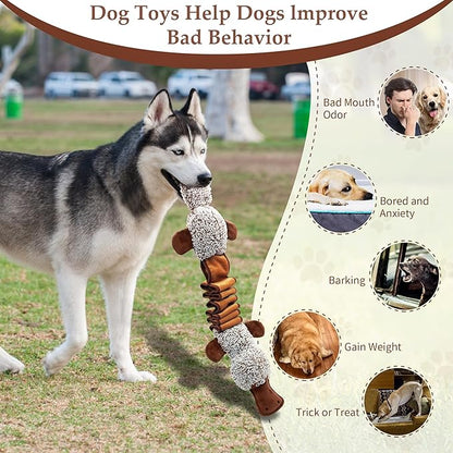Squeaky Dog Toys, Interactive Tug of War Puppy Toys, Funny Plush Dog Chew Toys, Stuffed Dog Toys for Small,Medium and Large Dogs - Platypus