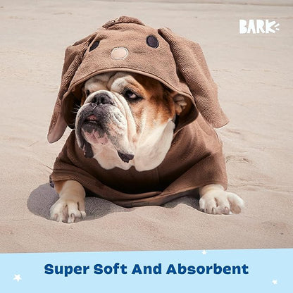 Barkbox Dog Bathrobe Fast Drying with Hook and Loop Closure & Wrap Tie Snuggle, Cute Dogs Clothes, Easy to Clean, Machine Washable, Dog Coats and Tumble Dry Low - Bunny, Medium