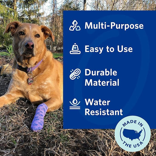 PetFlex No Chew – Flexible Self-Adhering Elastic Bandage for Wound Care – First Aid Wrap for Small Animals Like Dogs, Cats, and Other Pets - 3 inch, 2 Rolls