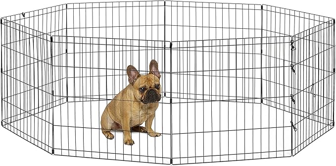 New World by MidWest Homes for Pets 24-Inch Exercise Pen, for Indoor and Outdoor use, 16 Sq Feet of Play, Folding Dog Pen, No Door Design for Maximum Security, Easy to Set Up, Foldable Pet Playpen