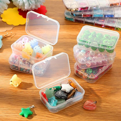 SATINIOR 24 Packs Small Clear Plastic Beads Storage Containers Box with Hinged Lid for Storage of Small Items, Crafts, Jewelry, Hardware(2.5 x 1.7 x 0.8 Inches)