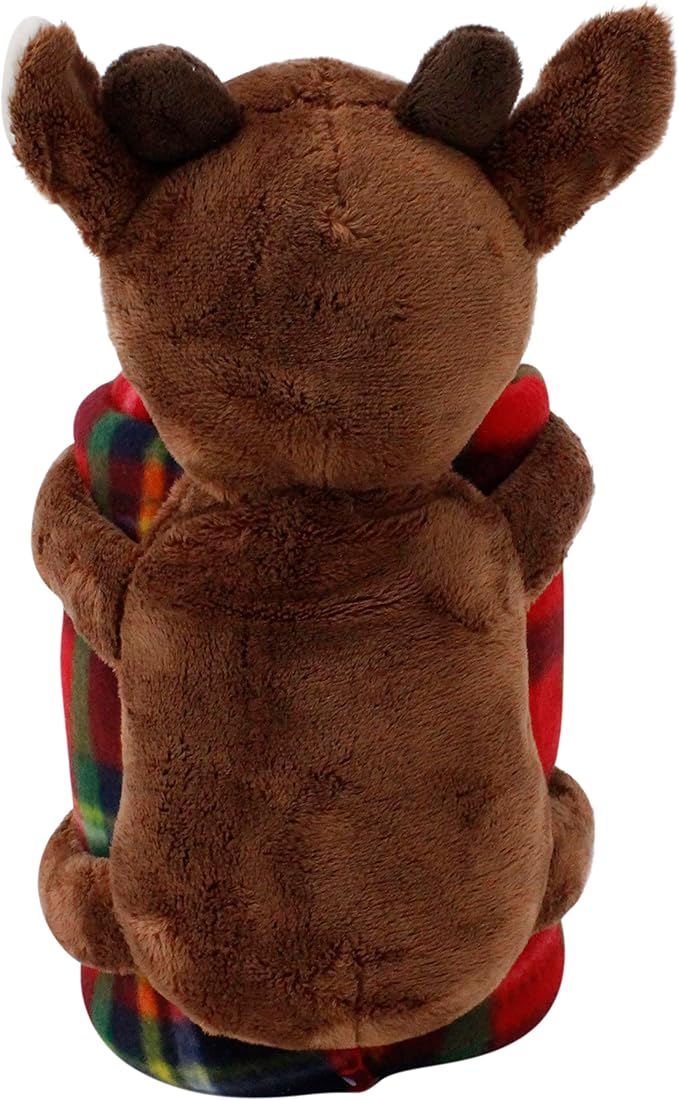 Rudolph The Red-Nosed Reindeer | 13" Holiday Rudolph with 50" x 60" Blanket | Officially Licensed Collectible Plush and Throw Bundle Brown