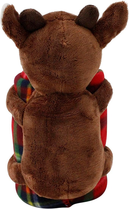 Rudolph The Red-Nosed Reindeer | 13" Holiday Rudolph with 50" x 60" Blanket | Officially Licensed Collectible Plush and Throw Bundle Brown
