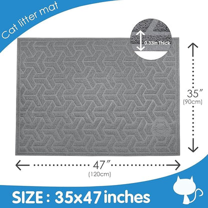 UPSKY Cat Litter Mat, XL Litter Trapping Mat Soft on Kitty Paws, Large Litter Box Mat 35" x 47" Scatter Control for Indoor Cats Waterproof and Extra Large Pretty Litters Carpet
