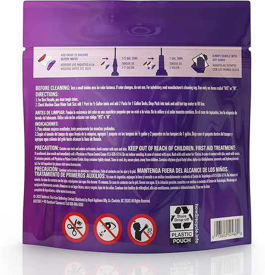 Hoover Paws & Claws Clean Packs, Sea Breeze Scent, Pre-Measured Concentrated Pack Solution, Tackles Tough Pet Messes & Stains, Pair Full Size Carpet Cleaning Machines