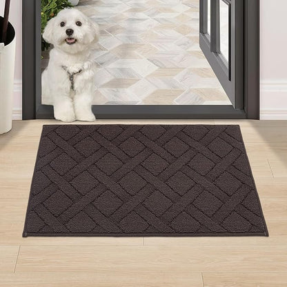 COSY HOMEER Door Mat Indoor Entrance, Non-Slip Absorbent Doormat for Front Door, Low-Profile Entryway Mat for Dirty Paws, Washable Dirt Trapper Mats (20"x32",Brown)