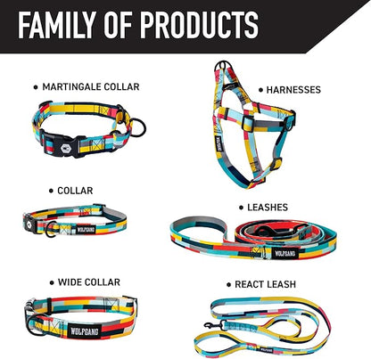 Wolfgang Heavy Duty, Adjustable Dog Collar with Quick Release Nylon Buckle for Walking & Training, Mixtape Print, Medium