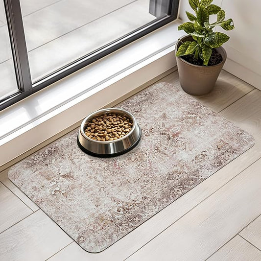 Dog Food Mat for Floors Waterproof Quick Dry Pet Placemat Cat Feeding Bowls Mats for Food and Water, Eco-Friendly Dog Accessories Diatomite Pets Supplies 12" X 20"