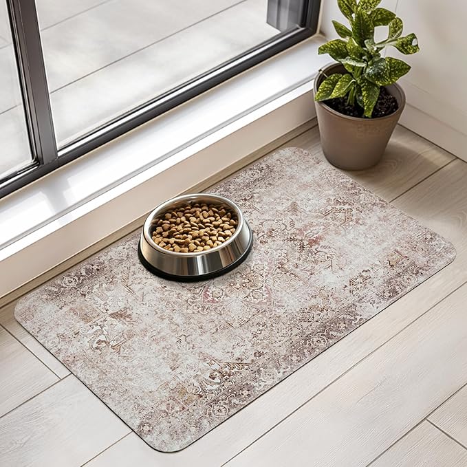 Dog Food Mat for Floors Waterproof Pet Placemat Cat Feeding Bowls Mats for Food and Water, Eco-Friendly Dog Accessories Diatomite Pets Supplies 17" X 30"