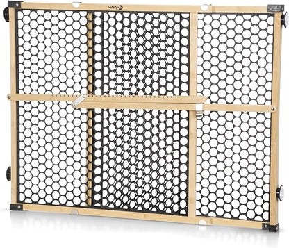 Safety 1st Bamboo Baby Gate for Doorways, No Drill Gate with Door, Dog Gates, Fits 28"-42", 24" High, Bamboo and Black