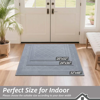 BEQHAUSE Dirt Trapper Door Mat 20" x 32", Doormat Non-Slip Entryway Rugs Washable, Dog Door Mat Stain Resistant and Absorbent Welcome Floor Mat for Front Back Door, Mud Wet Shoes & Paws, Grey