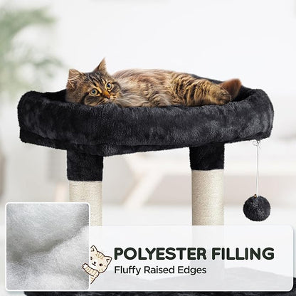 Topeakmart 63in Cat Tree, Large Cat Tower Furniture w/Cat Condo, Padded Platform & Sisal-Covered Scratching Post, Stable Cat Tower Pet Play House, Black