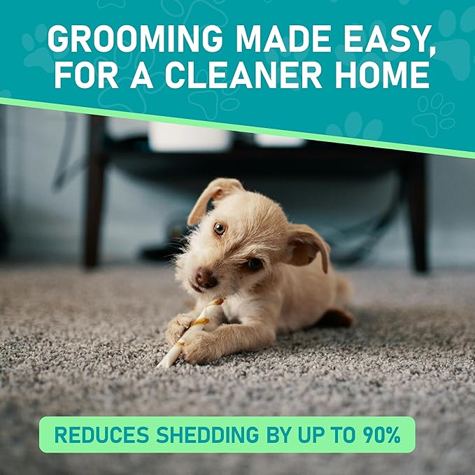 Maxpower Planet Pet Grooming Brush - Double Sided Shedding, Dematting Undercoat Rake for Dogs and Cats - Extra Wide Dog Grooming Brush - Yellow