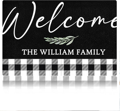 Custom Doormat with Family Name Sample Personalized Entryway Door Mat Front Door Mat for Outdoor Decor Entrance Mat Customised Rug Christmas Housewarming Gift with Anti-Slip Backing