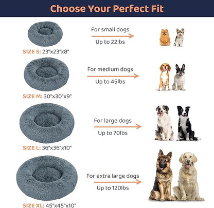 Donut Dog Bed - Premium Comfort for Anxiety Relief - Fluffy & Calming Design with Ultra-Plush Support | Cozy Round Dog Bed with Super Soft Circle Style (Dark Grey, X-Large)