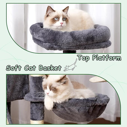 Gitelsnour Cat Tree, 41.3" Cat Tower for Indoor Kittens with Scratching Board and Posts, Multi-Level Cozy Cat Condo with 2 Perches, Hammock, Balls, Smoky Gray GCT005SG