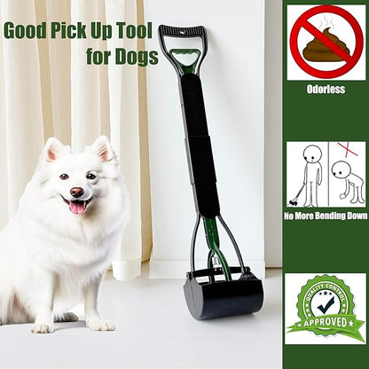 ienjoyed Dog Pooper Scooper for Large Medium & Small Dogs Heavy Duty,Long Handled Dog Poop Scooper for Grass,Durable Dog Poop Pick Up Tool (Dark Green)