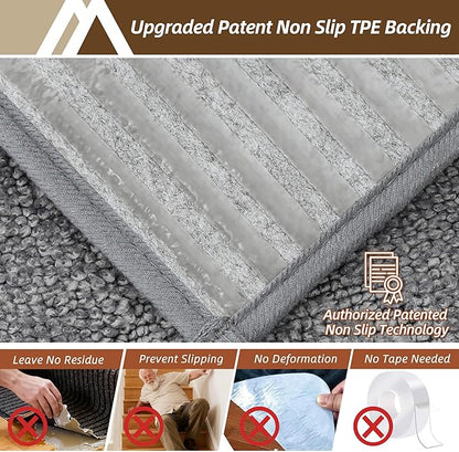 COSY HOMEER Stair Treads for Wooden Steps 9"x28" Washable Indoor Carpet Stair Treads Non Slip Soft Polyester Stair Carpet Tread Reusable Stair Runner Rugs for Kids, Elders,Pets,Medium Grey,15pcs