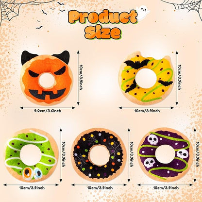 L1rabe Summer Catnip Cat Toys - 5Pcs Donut Catnip Stuffed Kittens Supplies, Funny Pumpkin Bat Spider Dessert Pet Toys, Fun Cats Chew Bite Teething Tool Catmint Birthday Interactive Supplies