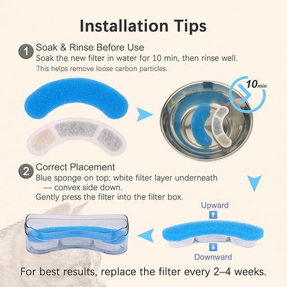 Cat Water Fountain Filter Replacement Upgrade Cat Fountain Filter Arc-Shaped Safe Washable Animal Water Fountain Filters with 4 Filtration System for HAPUP Dog Kitty Spout Cat Fountain