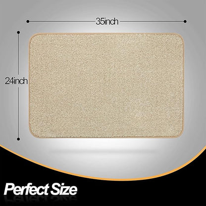 ITSOFT Dirt Trapper Indoor Door Mat & Entrance Rug for Wet Muddy Shoes and Pet Paws, Non-Slip Machine Washable, Shoe Scraper, Absorbent Welcome Dog Mat for Front Door, Entry Way (35x24, Beige)