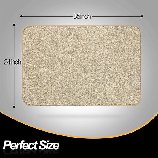 ITSOFT Dirt Trapper Indoor Door Mat & Entrance Rug for Wet Muddy Shoes and Pet Paws, Non-Slip Machine Washable, Shoe Scraper, Absorbent Welcome Dog Mat for Front Door, Entry Way (35x24, Beige)