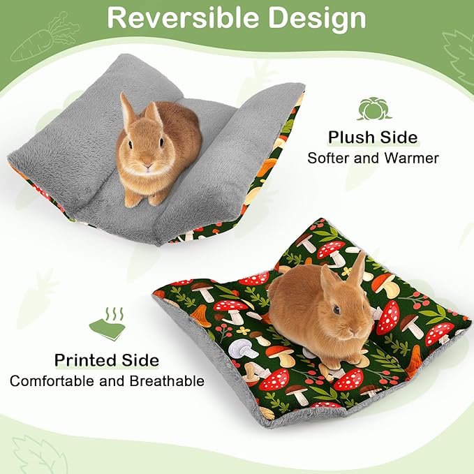 Rabbit Bed 18"X15"Thickened and Soft Bunny Bed Washable Cuddle Cushion Plush Mat Double-Sided Plush Small Pet Flop Mat Cotton Pillow for Rabbit