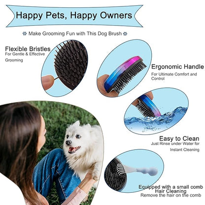Gentle Grooming Puppy Brush with Gift Box ， Fit for Small Dog ， Yorkie, Shih Tzu, Maltipoo, Maltese and Pomeranian ，Toy Poodle Accessories, Soft Bristle (Gradient Color)