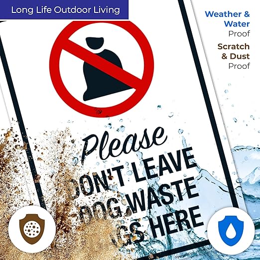 Please Don’t Leave Dog Waste Bags Here 10x14 Inches, 55 mil Thick HDPS (high Density polystyrene), Made in USA