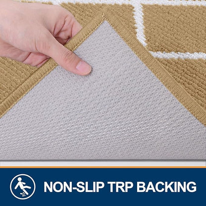 Finchitty Indoor Door Mat, Dirt Resistant and Absorbent, Low-Profile, Non-Slip, Washable Inside Floor Mats for Front Door, Back, and Entrance, 32" x 20", Beige