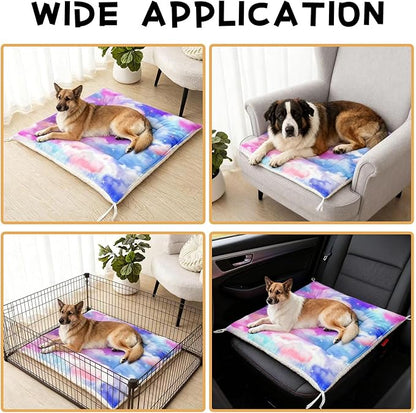Dog Cat Bed Mat Ultra Soft Fluffy Pet Bed Washable Fashion Dog Crate Beds Comfy Comfy Pet Sleeping Pad Suitable for Pet Raised Bed(42"x32",Colorful Clouds)
