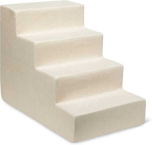 Best Pet Supplies Dog Stairs & Steps - Foam Steps for Small Dogs & Cats, Non-Slip Indoor Balanced Pet Step Support, Dog Ramp, No Assembly, Ivory, 4-Step (18-inch Height)