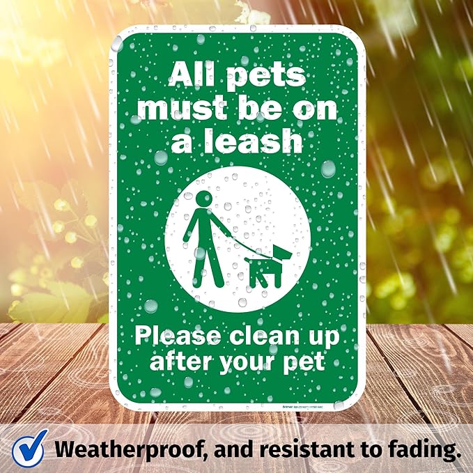 Brimar - 12" x 18" - Please Clean Up After Your Pet Sign - .063″ White Rust-Free Aluminum - Bold Text And Symbol - Easy Installation
