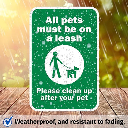 Brimar - 12" x 18" - Please Clean Up After Your Pet Sign - .063″ White Rust-Free Aluminum - Bold Text And Symbol - Easy Installation
