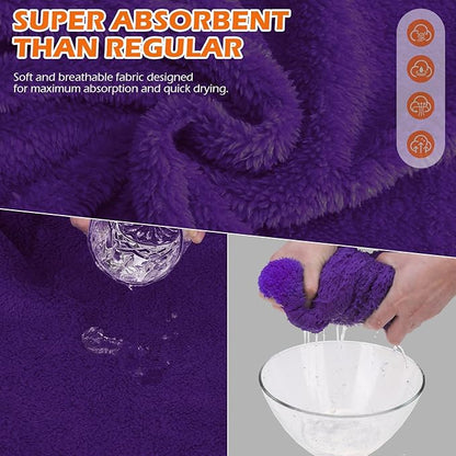 EXPAWLORER Soft Dog Bathrobe with Hood, Super Absorbent & Quick-Drying Dog Towels, Cozy Drying Coat for After Bath,Swimming, Purple M