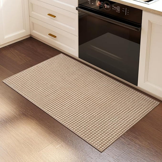 2x3 ft Indoor Door Mat Entryway Rug Non Slip Woven Washable Area Rugs Kitchen Mats for Floor, Front Entry Rug Entrance Doormat for Hall Porch Bathroom Kitchen Bedroom, Easy Clean, Brown 24"x36"