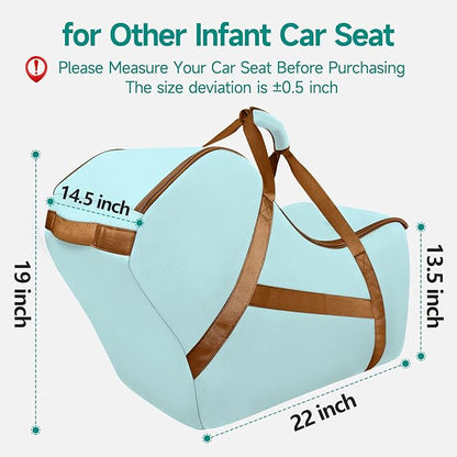 YOREPEK Car Seat Travel Bag for Airplane Compatible with Uppababy Mesa and Base, Fits for Chicco Keyfit 30 and Base,Padded Car Seat Carrier for Airport, Car Seat Gate Check Bag, Light Cyan