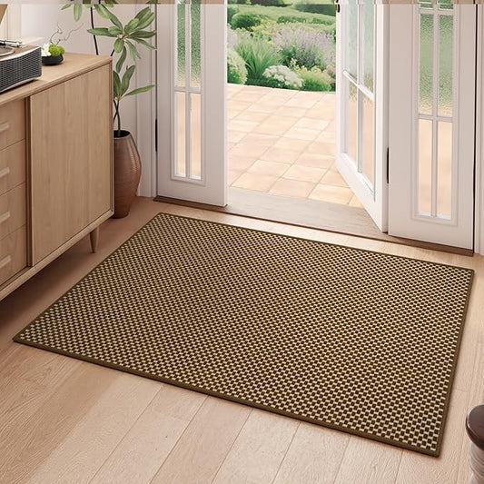 2x3 ft Indoor Door Mat Entryway Rug Non Slip Boho Woven Washable Small Area Rugs Runner, Front Entry Rug Entrance Doormat for Hall Porch Bathroom Kitchen Bedroom, Dark Brown/Coffee 24"x36"