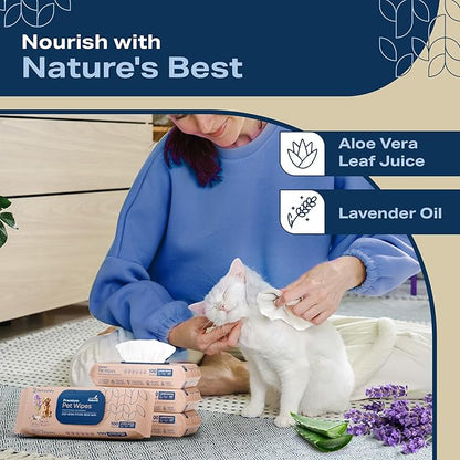 Dog Wipes for Paws and Butt - Plant Based Lavender Scented (Pack of 400) - Pet Wipes for Dogs and Cats - Deodorizing Non Toxic Dog Wipes, +12 Additional Travel Wipes