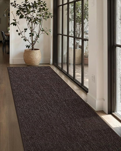 Color&Geometry Door Mat 2'4"x10' Runner Rug with Rubber Backing, Non Slip Washable Hallway Rug, Carpet Runners for Hallway Living Room Bedroom, Brown (Rolled-up NO Creases)
