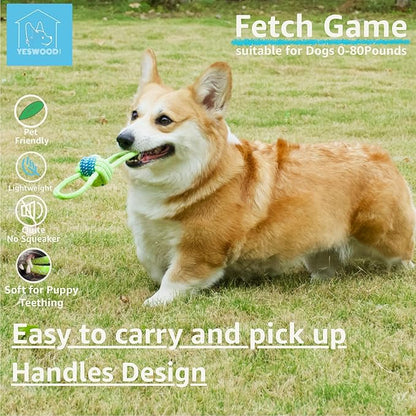 YESWOOD! Fetch Dog Toy Small Breed,Dog Ball with Rope Attached for Small and Medium Breed 0-80 Pounds,4-Pack Ball on Rope Puppy Interactive Toy
