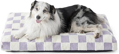 LE SURE XLarge Dog Bed-Thick Shredded Chopped Foam Pet Bed as Gift for Indoor with Removable Cover, Cute Modern Fuzzy Plush & Anti Slip Bottom, Purple