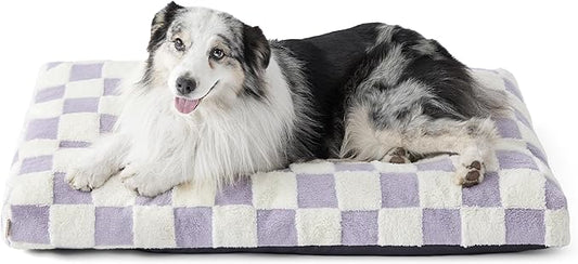 LE SURE XLarge Dog Bed-Thick Shredded Chopped Foam Pet Bed as Gift for Indoor with Removable Cover, Cute Modern Fuzzy Plush & Anti Slip Bottom, Purple