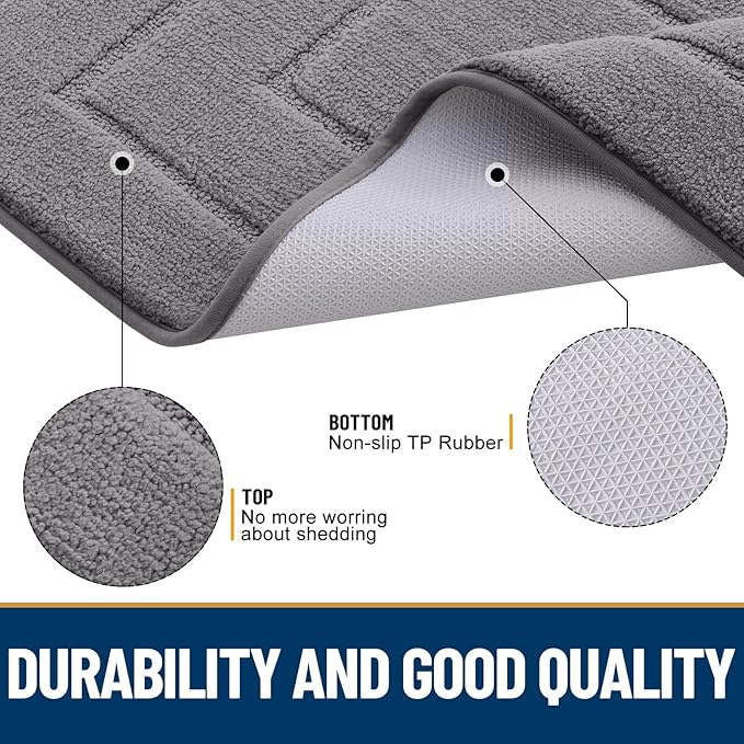 Smiry Dog Door Mat for Muddy Paws, Absorbs Moisture and Dirt, Low-Profile Entryway Mat with Non-Slip Backing, Entry Indoor Outdoor Doormat for Inside Floor (48x30 Inches, Grey, Bordered)