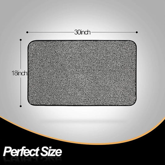 ITSOFT Dirt Trapper Indoor Door Mat & Entrance Rug For Wet Muddy Shoes and Pet Paws, Non-Slip Machine Washable, Shoe Scraper, Absorbent Welcome Dog Mat for Front Door, Entry Way (30x18, Black & White)