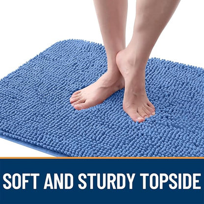 OLANLY Dog Door Mat for Muddy Paws 59x20, Absorbs Moisture and Dirt, Absorbent Non-Slip Washable Doormat, Quick Dry Chenille Mud Mat, Entry Indoor Entryway Carpet for Inside Floor, Cornflower Blue