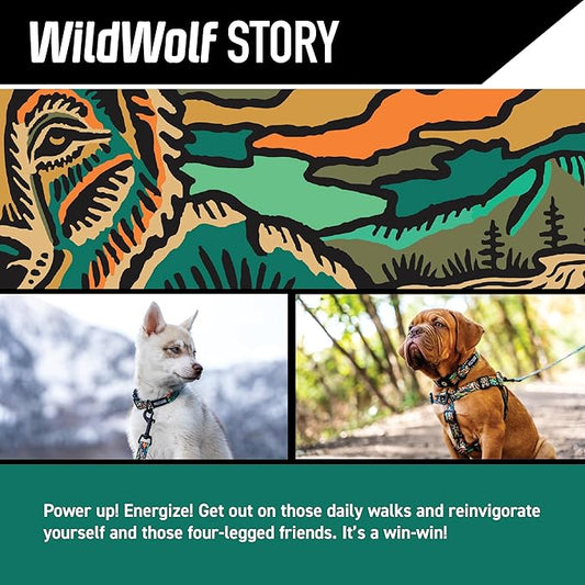 Wolfgang Heavy Duty, Adjustable Dog Collar with Quick Release Nylon Buckle for Walking & Training, WildWolf Print, Medium